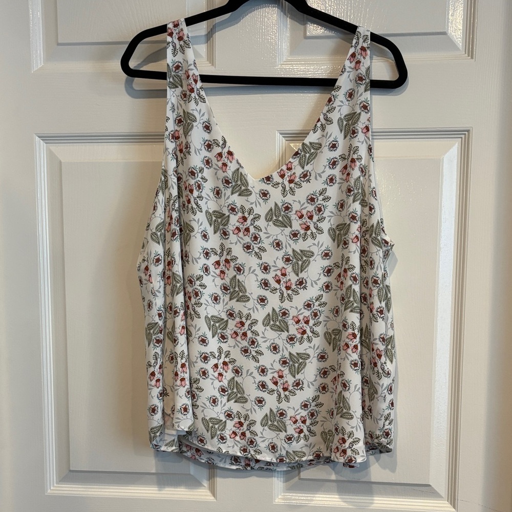 LOFT Floral Sleeveless Top - White and Pink - Picture 3 of 4